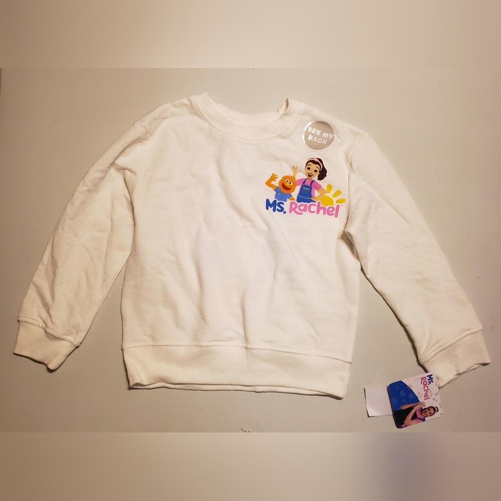 White Kids Sweatshirt with Colorful Ms. Rachel Graphic